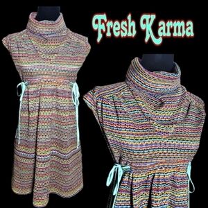 Fresh karma brand rainbow vintage  crochet style dress